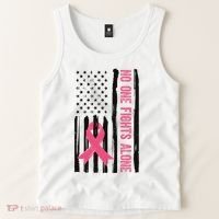No One Fights Alone Breast Cancer Usa Ribbon Tank Top thumb 2