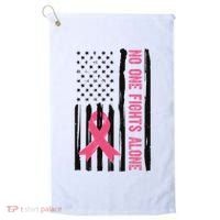 No One Fights Alone Breast Cancer Usa Ribbon Golf Towel thumb 0