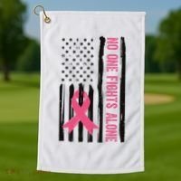 No One Fights Alone Breast Cancer Usa Ribbon Golf Towel thumb 1