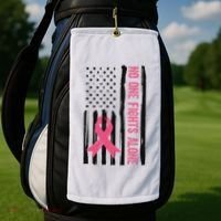 No One Fights Alone Breast Cancer Usa Ribbon Golf Towel thumb 2