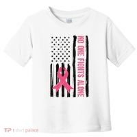 No One Fights Alone Breast Cancer Usa Ribbon Toddler T-Shirt thumb 0