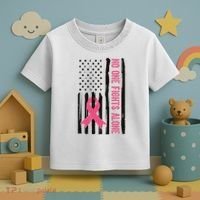 No One Fights Alone Breast Cancer Usa Ribbon Toddler T-Shirt thumb 3