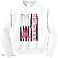 No One Fights Alone Breast Cancer Usa Ribbon Kids Sweatshirt thumb 0