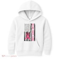 No One Fights Alone Breast Cancer Usa Ribbon Kids Hoodie thumb 0