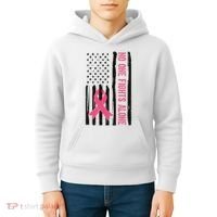 No One Fights Alone Breast Cancer Usa Ribbon Kids Hoodie thumb 4