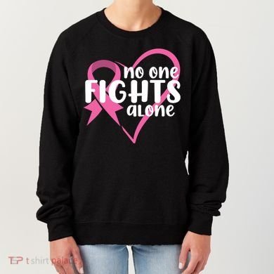 No One Fights Alone Breast Cancer Heart Women's Sweatshirt