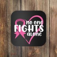 No One Fights Alone Breast Cancer Heart Coaster thumb 0