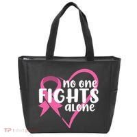 No One Fights Alone Breast Cancer Heart Tote Bag thumb 0