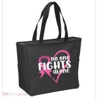 No One Fights Alone Breast Cancer Heart Tote Bag thumb 2