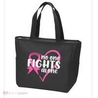 No One Fights Alone Breast Cancer Heart Tote Bag thumb 3