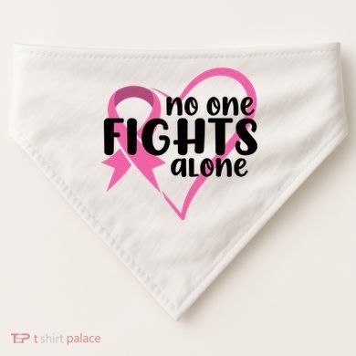 No One Fights Alone Breast Cancer Heart USA-Made Doggie Bandana
