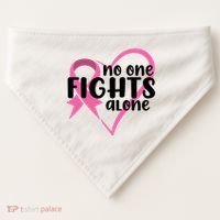 No One Fights Alone Breast Cancer Heart USA-Made Doggie Bandana thumb 0