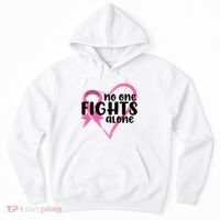 No One Fights Alone Breast Cancer Heart Hoodie thumb 0