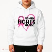 No One Fights Alone Breast Cancer Heart Hoodie thumb 2