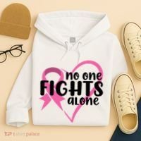 No One Fights Alone Breast Cancer Heart Hoodie thumb 4