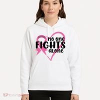 No One Fights Alone Breast Cancer Heart Hoodie thumb 5