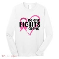 No One Fights Alone Breast Cancer Heart Long Sleeve Shirt thumb 0