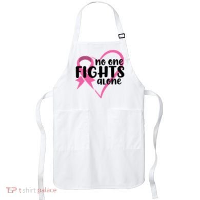 No One Fights Alone Breast Cancer Heart Apron