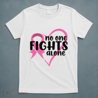No One Fights Alone Breast Cancer Heart T-Shirt thumb 5