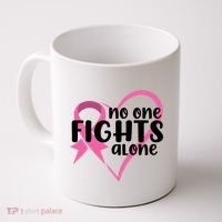 No One Fights Alone Breast Cancer Heart Coffee Mug thumb 0