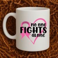 No One Fights Alone Breast Cancer Heart Coffee Mug thumb 2