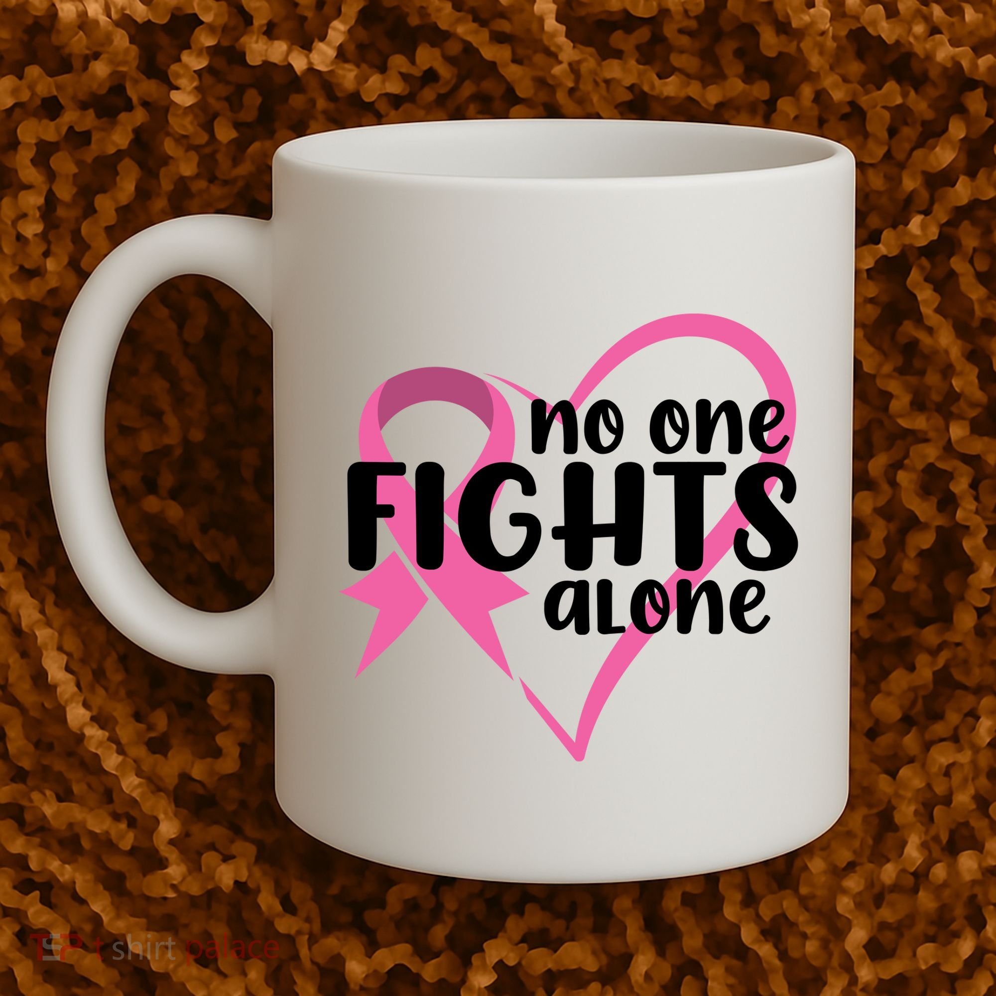 No One Fights Alone Breast Cancer Heart Coffee Mug