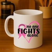 No One Fights Alone Breast Cancer Heart Coffee Mug thumb 4