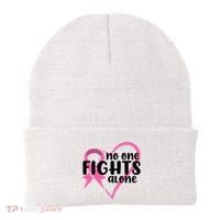 No One Fights Alone Breast Cancer Heart Beanie thumb 0
