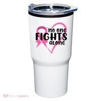 No One Fights Alone Breast Cancer Heart Tumbler thumb 0