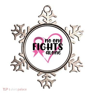 No One Fights Alone Breast Cancer Heart Ornament