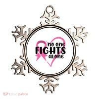 No One Fights Alone Breast Cancer Heart Ornament thumb 0