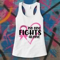 No One Fights Alone Breast Cancer Heart Women's Tank Top thumb 3