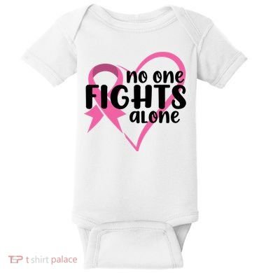 No One Fights Alone Breast Cancer Heart Baby Bodysuit