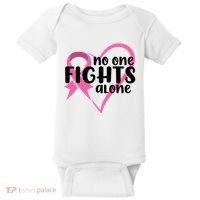 No One Fights Alone Breast Cancer Heart Baby Bodysuit thumb 0