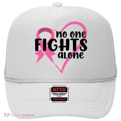 No One Fights Alone Breast Cancer Heart Hat