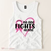 No One Fights Alone Breast Cancer Heart Tank Top thumb 2