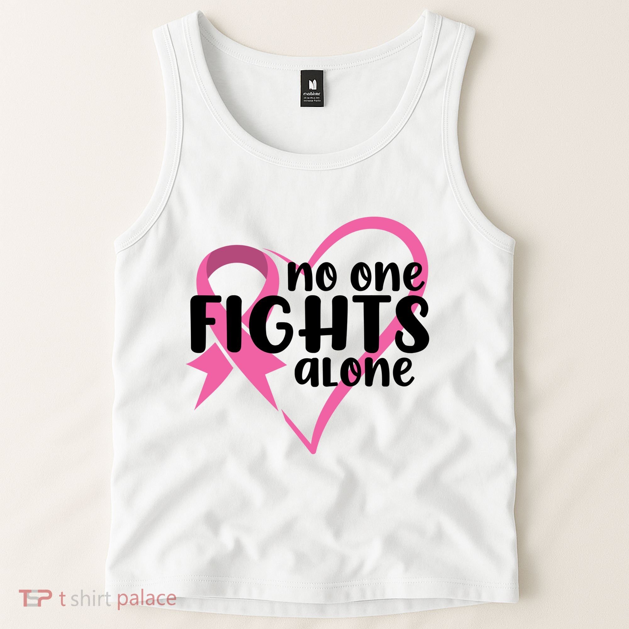 No One Fights Alone Breast Cancer Heart Tank Top