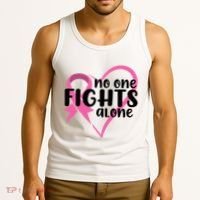 No One Fights Alone Breast Cancer Heart Tank Top thumb 3