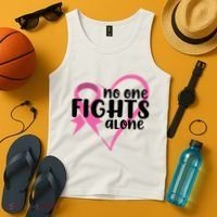 No One Fights Alone Breast Cancer Heart Tank Top thumb 4