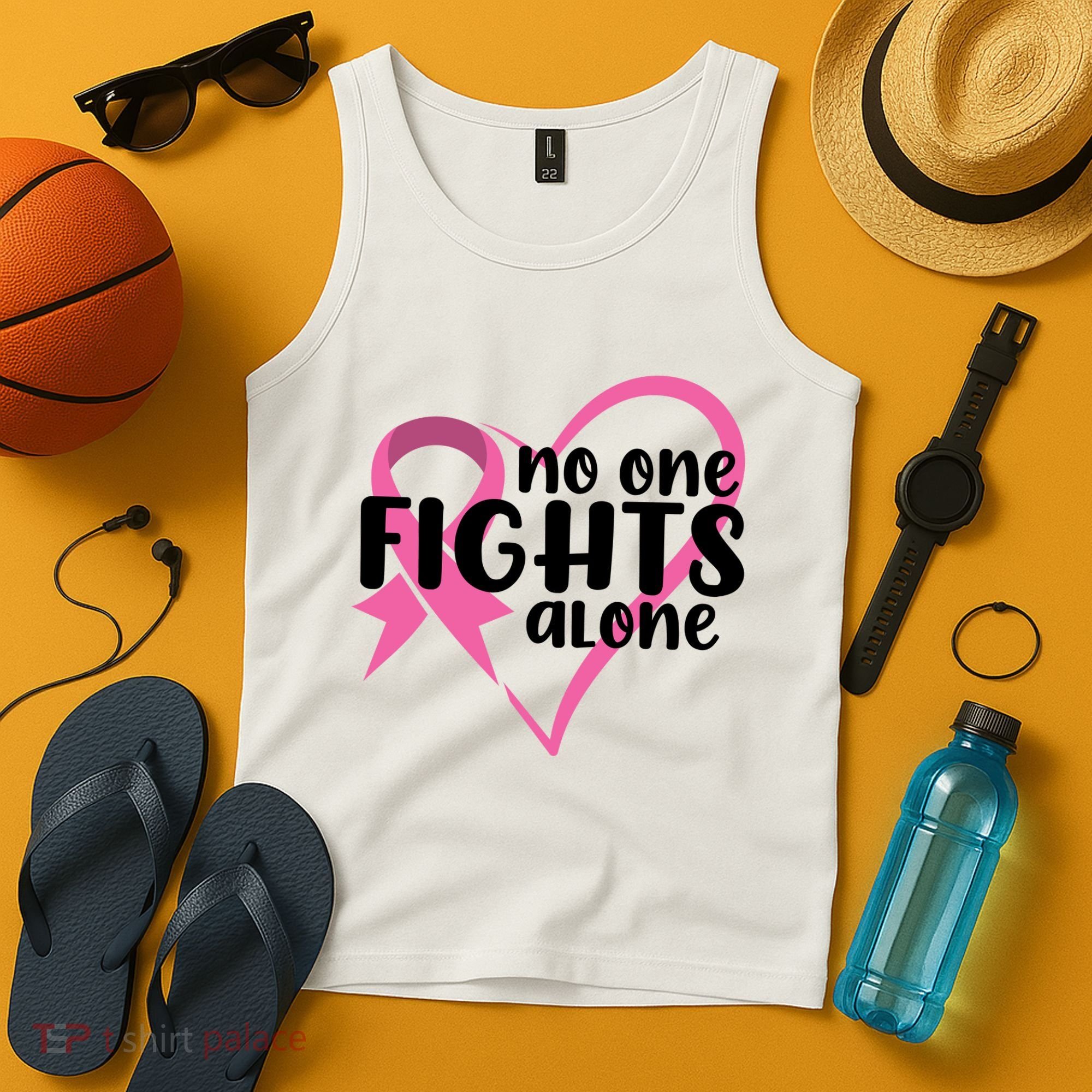 No One Fights Alone Breast Cancer Heart Tank Top
