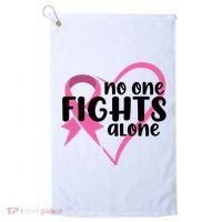 No One Fights Alone Breast Cancer Heart Golf Towel thumb 0