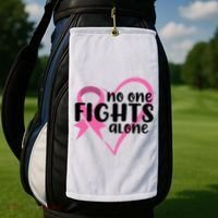 No One Fights Alone Breast Cancer Heart Golf Towel thumb 2