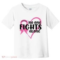 No One Fights Alone Breast Cancer Heart Toddler T-Shirt thumb 0