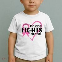 No One Fights Alone Breast Cancer Heart Toddler T-Shirt thumb 2