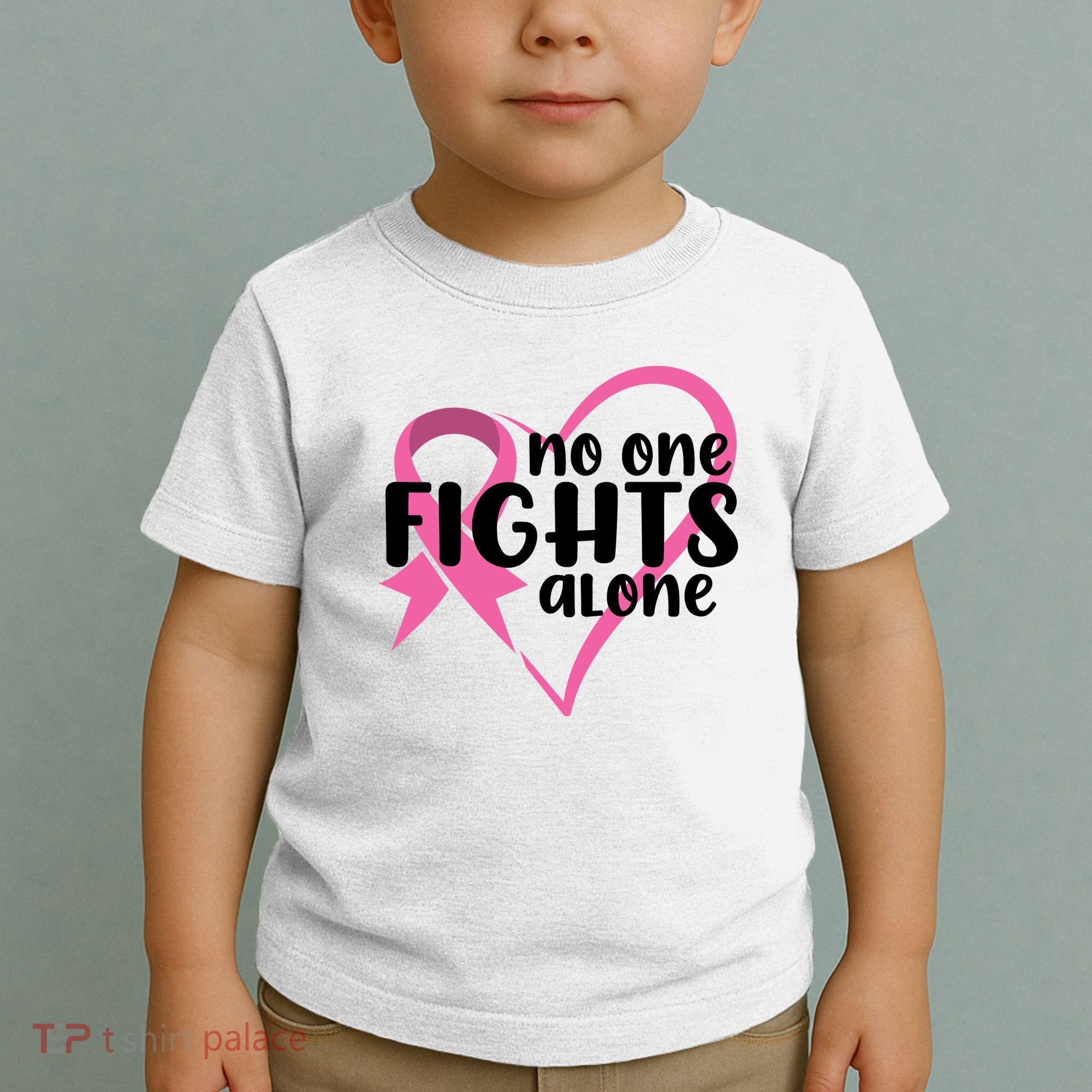 No One Fights Alone Breast Cancer Heart Toddler T-Shirt