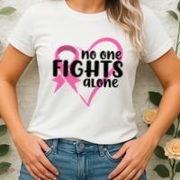 No One Fights Alone Breast Cancer Heart Women's T-Shirt thumb 2
