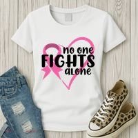 No One Fights Alone Breast Cancer Heart Women's T-Shirt thumb 3