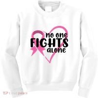 No One Fights Alone Breast Cancer Heart Kids Sweatshirt thumb 0