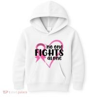 No One Fights Alone Breast Cancer Heart Kids Hoodie thumb 0