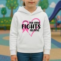 No One Fights Alone Breast Cancer Heart Kids Hoodie thumb 3